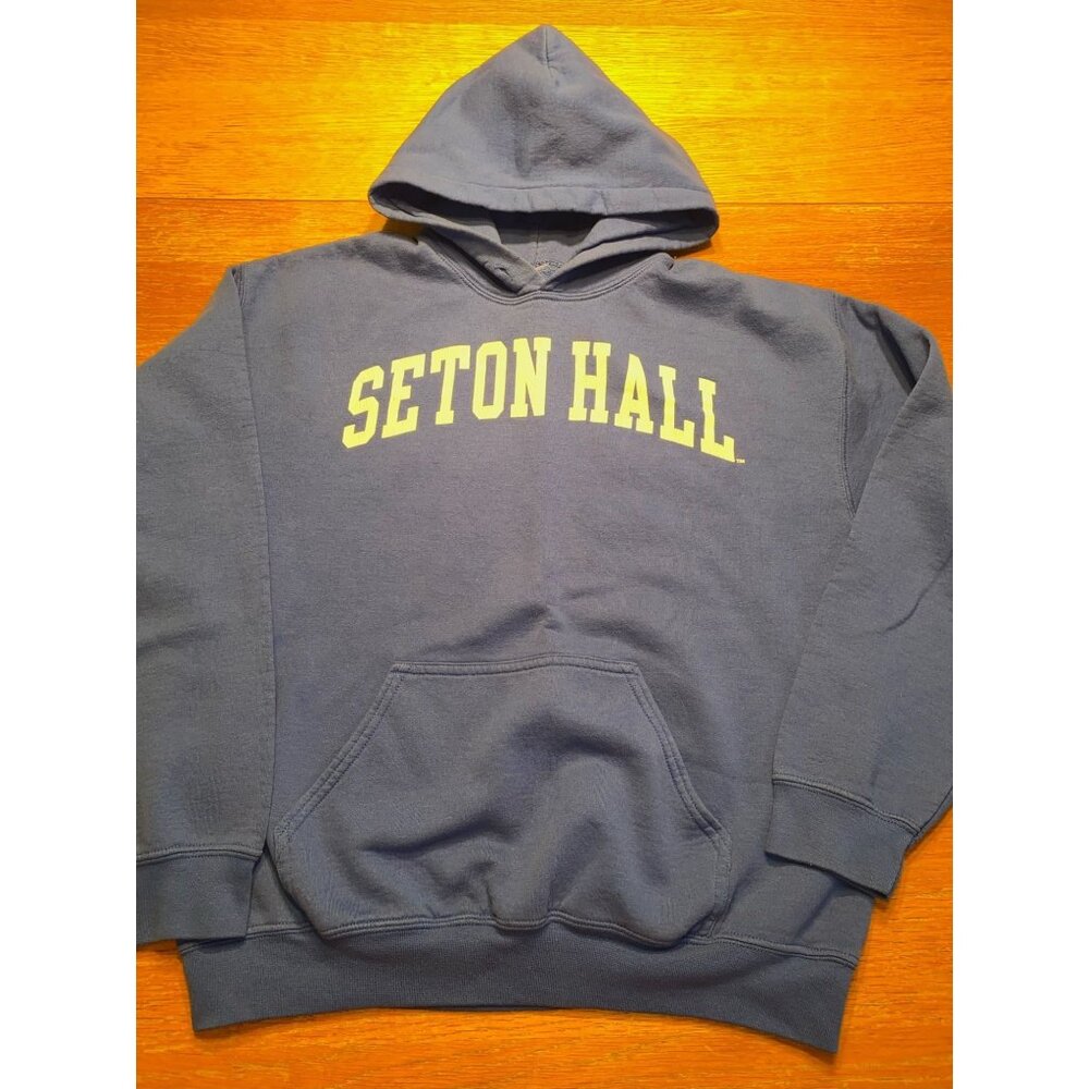 Seton Hall Blue Hoodie Sweatshirt Large Cotton Blend Unisex Pullover